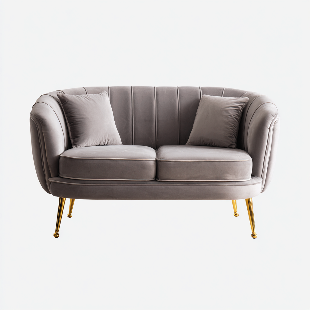 Divano a due posti velluto grigio 155x82x85 cm - design moderno-Airyora