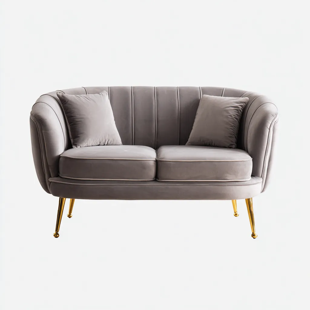 Divano a due posti velluto grigio 155x82x85 cm - design moderno-Airyora