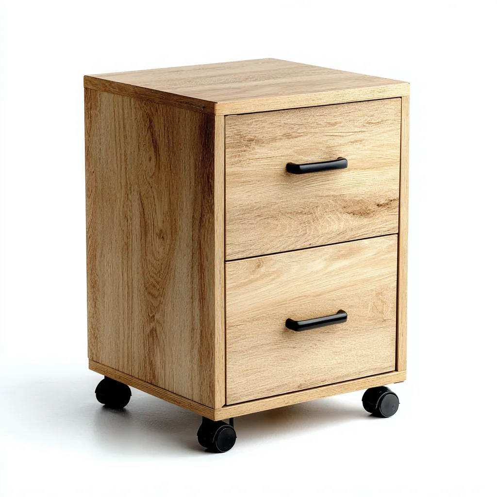 Armadio per ufficio in legno 41x40x60 cm - rovere-chiaro - con 2 cassetti e rotelle-Airyora