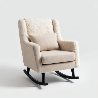 Sedia a dondolo in tessuto 80x78x95 cm - beige-crema-nero - stile moderno-Airyora