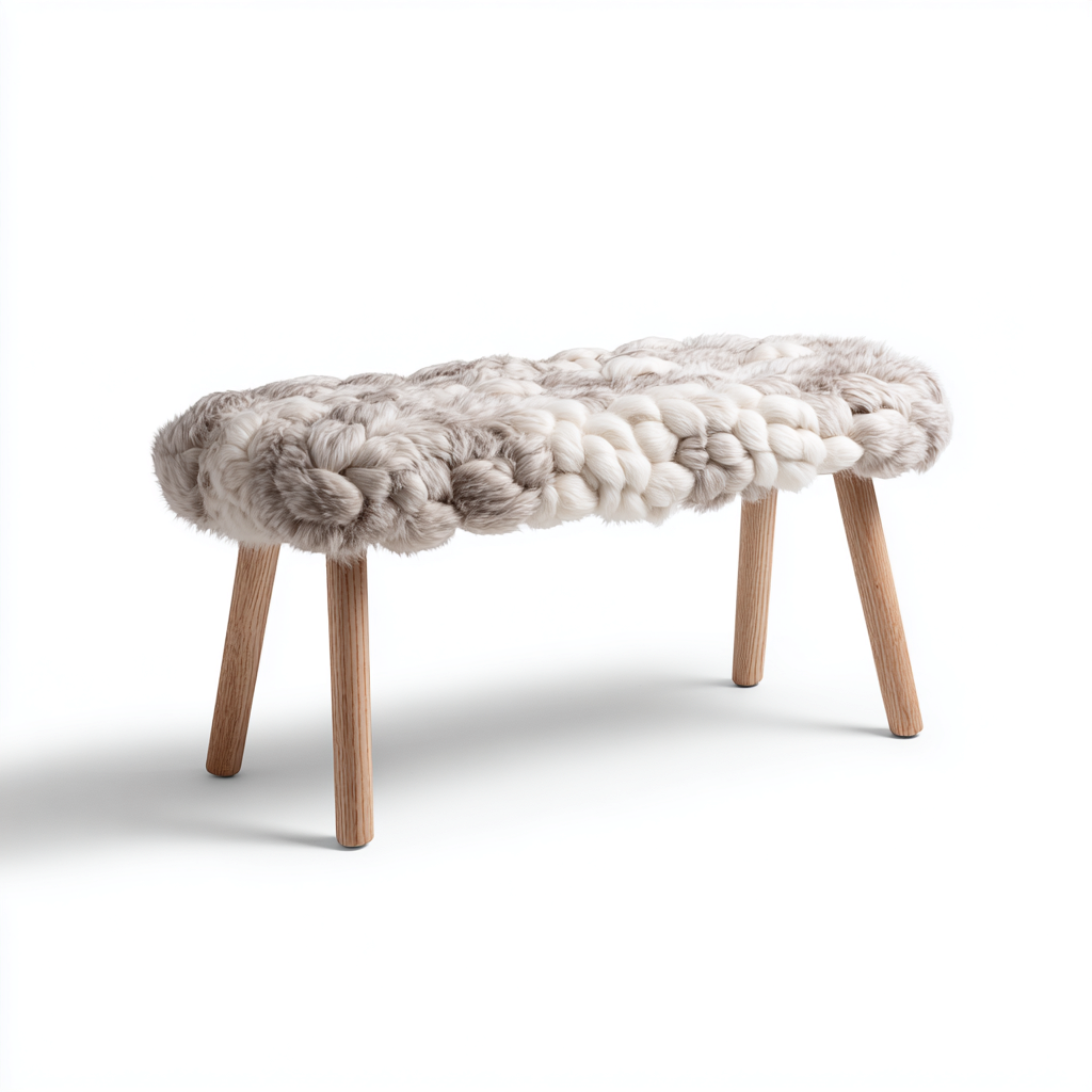 Panca per letto in tessuto e legno 85x35x45 cm - beige-legno naturale - design nordico adatta per camera da letto-Airyora