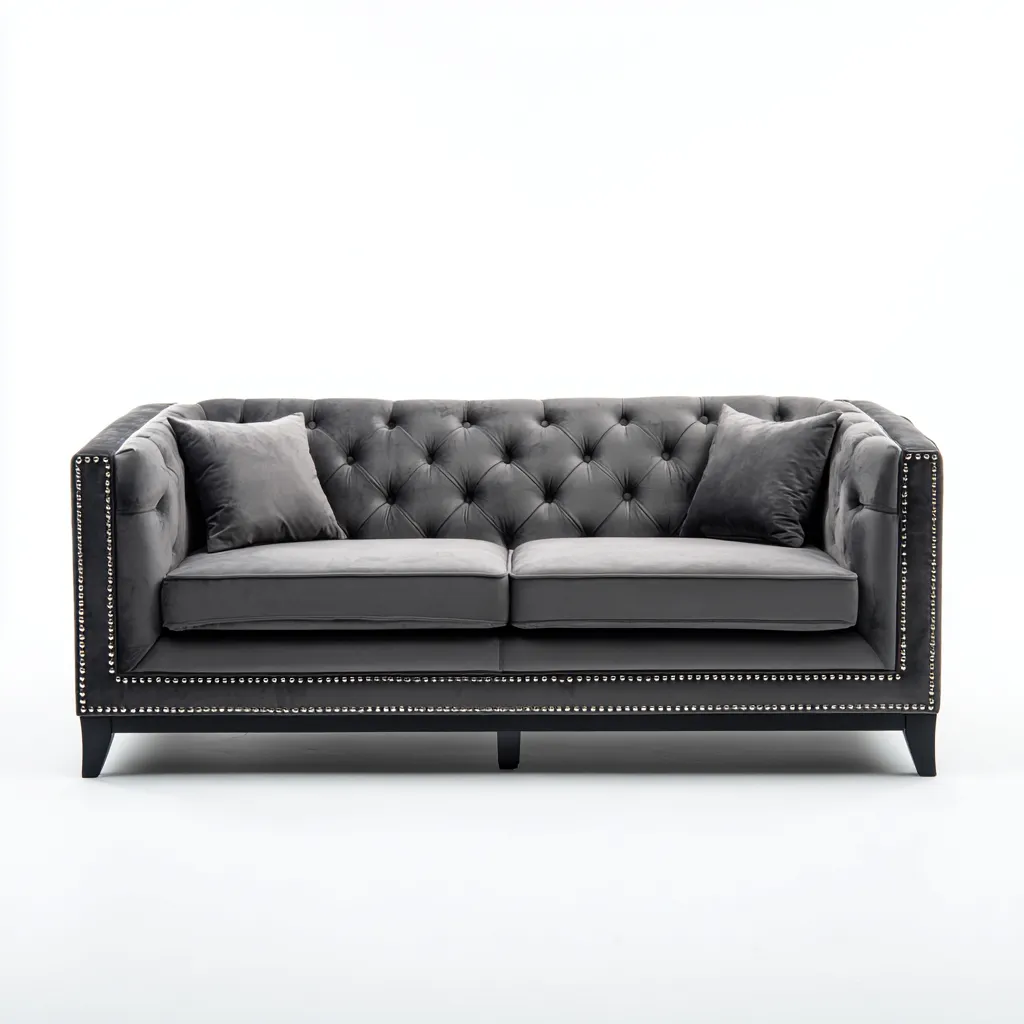 Divano a due posti in velluto 180x85x75 cm - grigio - design moderno adatto per soggiorno-Airyora