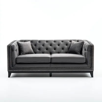 Divano a due posti in velluto 180x85x75 cm - grigio - design moderno adatto per soggiorno-Airyora