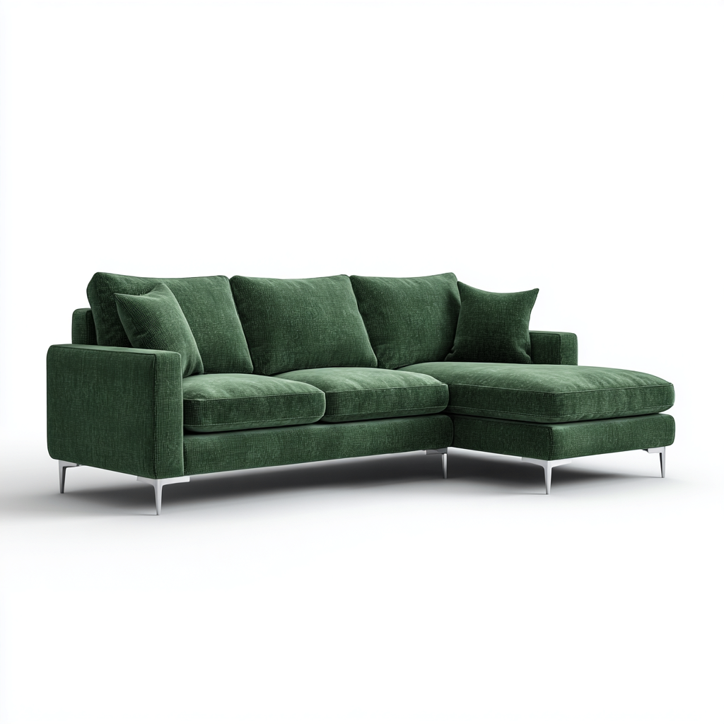 Divano angolare tessuto verde 240x160x90 cm - stile contemporaneo-Airyora