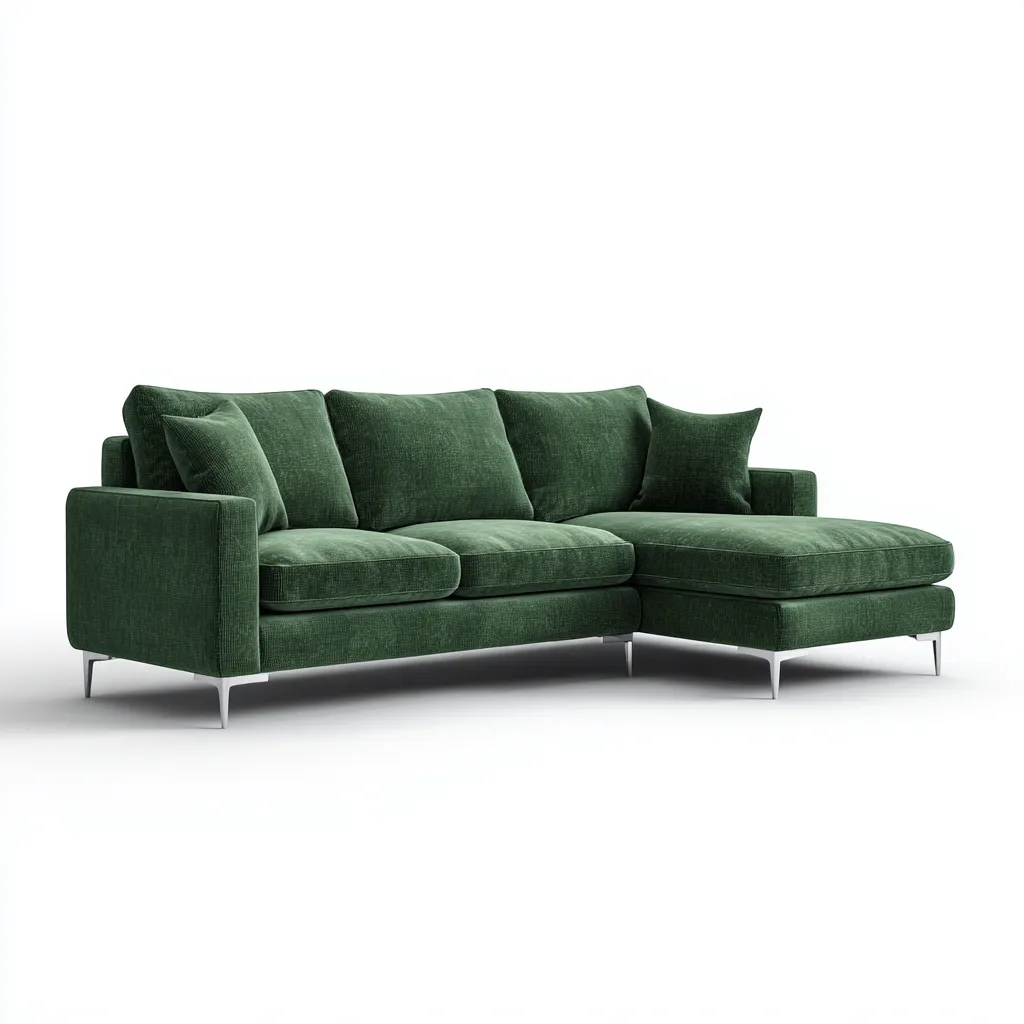Divano angolare tessuto verde 240x160x90 cm - stile contemporaneo-Airyora