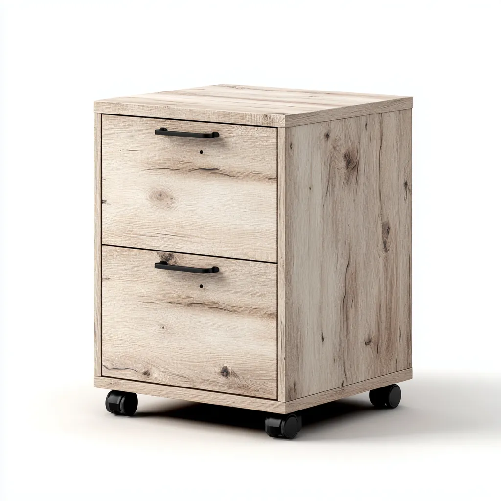 Armadio per ufficio in legno 42x40x62 cm - rovere-chiaro - con 2 cassetti e rotelle-Airyora