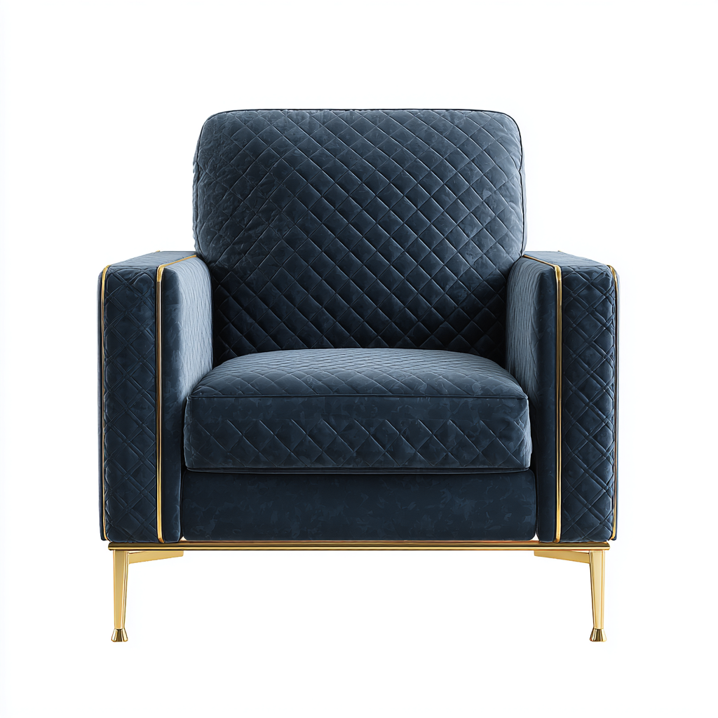 Poltrona velluto blu 88x78x90 cm - stile moderno-Airyora