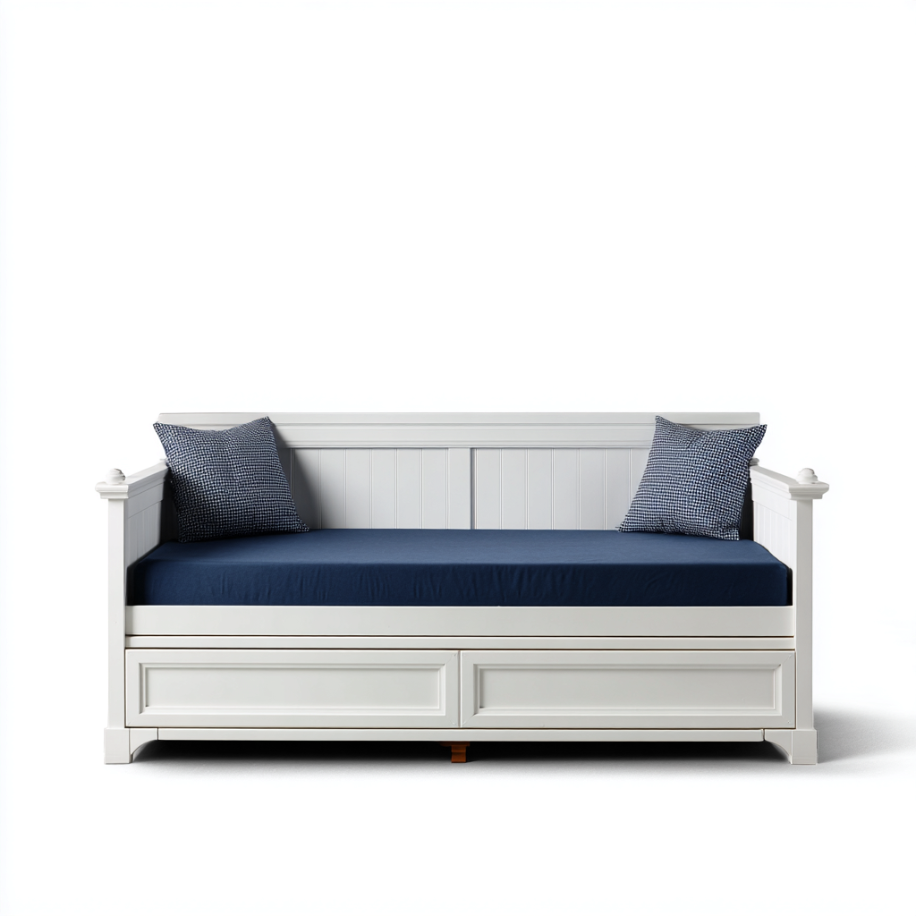 Divano letto 208x92x90 cm - bianco-blu - design classico per soggiorno-Airyora