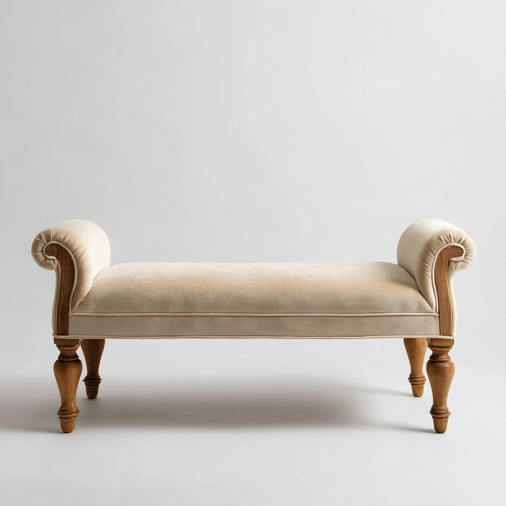 Panca per letto tessuto-legno 110x40x58 cm beige-naturale design classico-Airyora