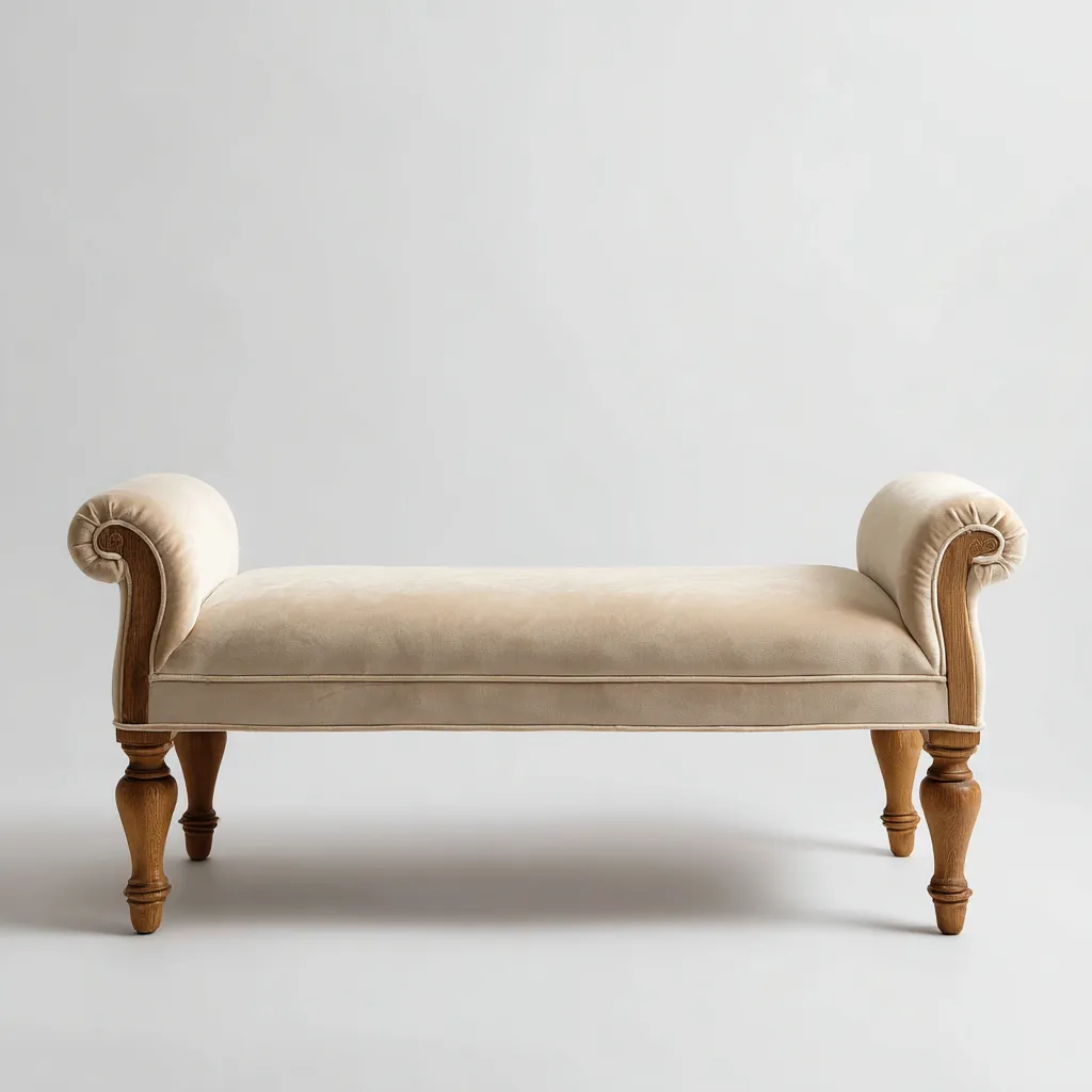 Panca per letto tessuto-legno 110x40x58 cm beige-naturale design classico-Airyora