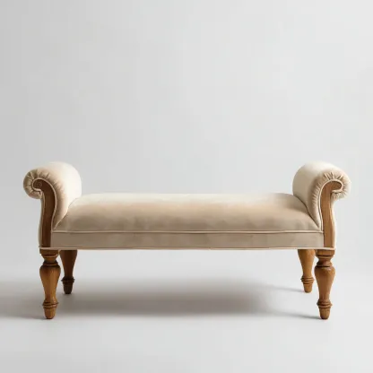 Panca per letto tessuto-legno 110x40x58 cm beige-naturale design classico-Airyora