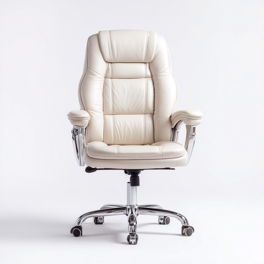 Sedia da ufficio in pelle 65x65x115 cm - beige - design ergonomico adatta per ufficio-Airyora