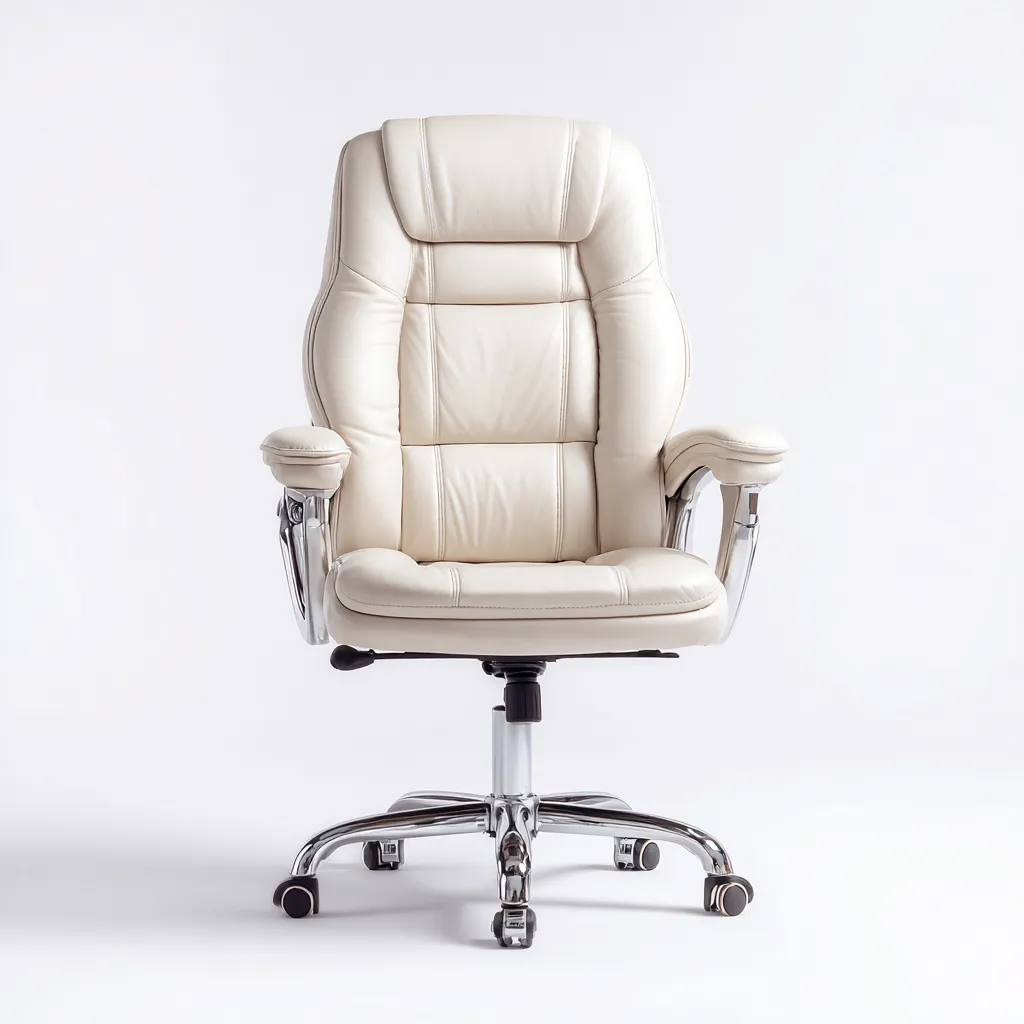 Sedia da ufficio in pelle 65x65x115 cm - beige - design ergonomico adatta per ufficio-Airyora