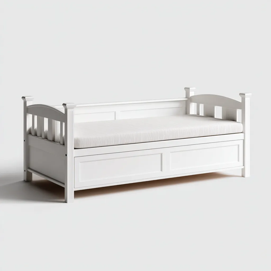 Divano letto 205x95x90 cm legno bianco per soggiorno design classico-Airyora