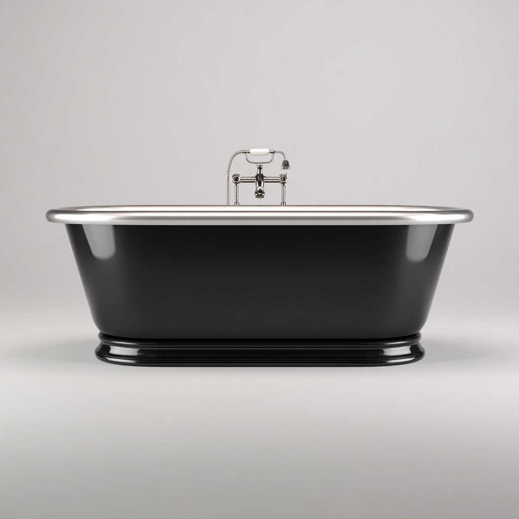 Vasca da bagno ghisa 168x75x72 cm nero-argento design classico-Airyora