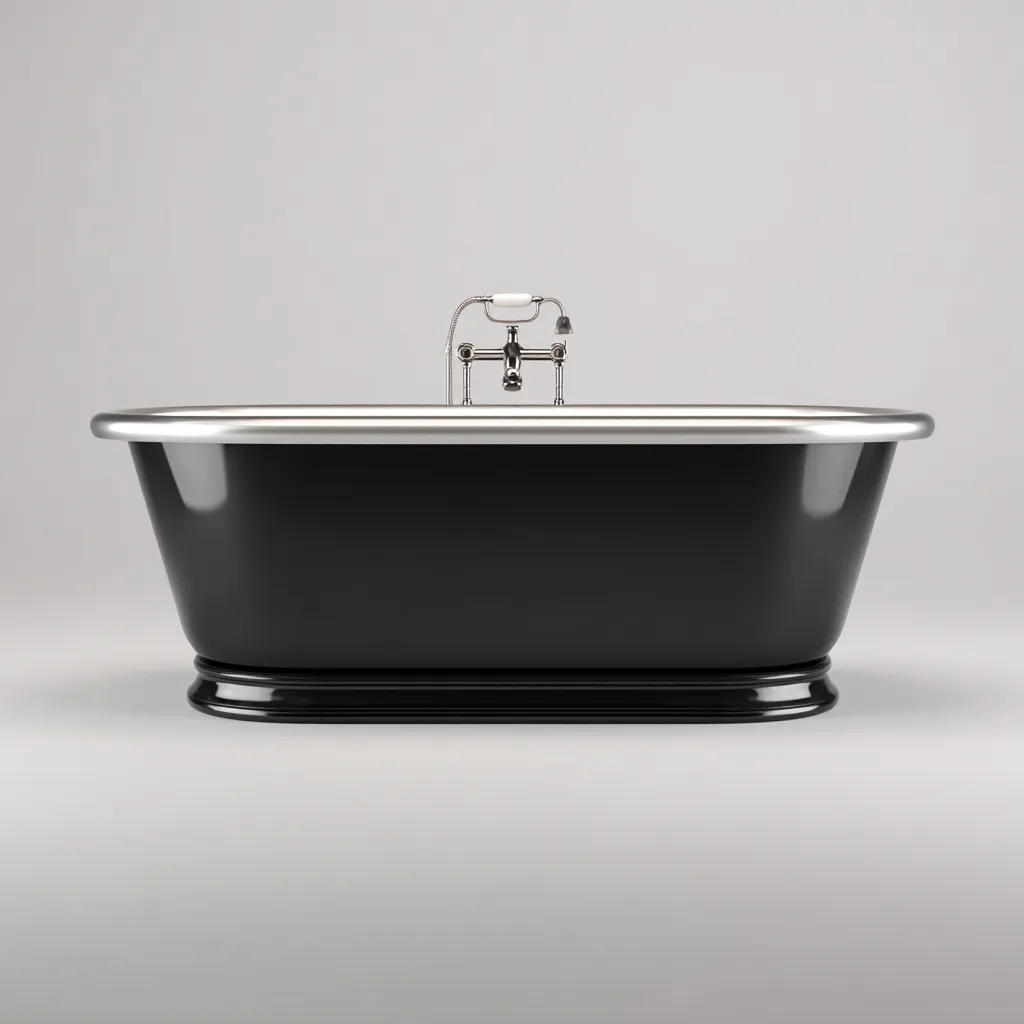 Vasca da bagno ghisa 168x75x72 cm nero-argento design classico-Airyora