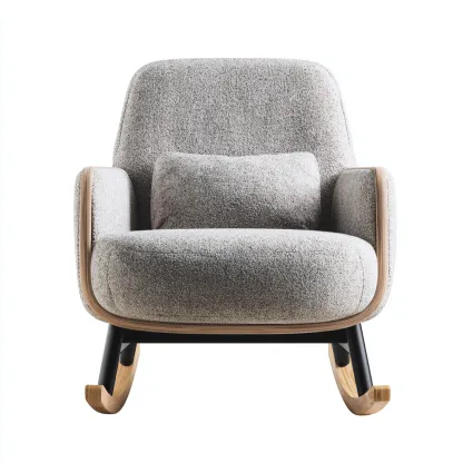 Sedia a dondolo tessuto e legno 80x75x100 cm light grey-wood-black - design moderno-Airyora