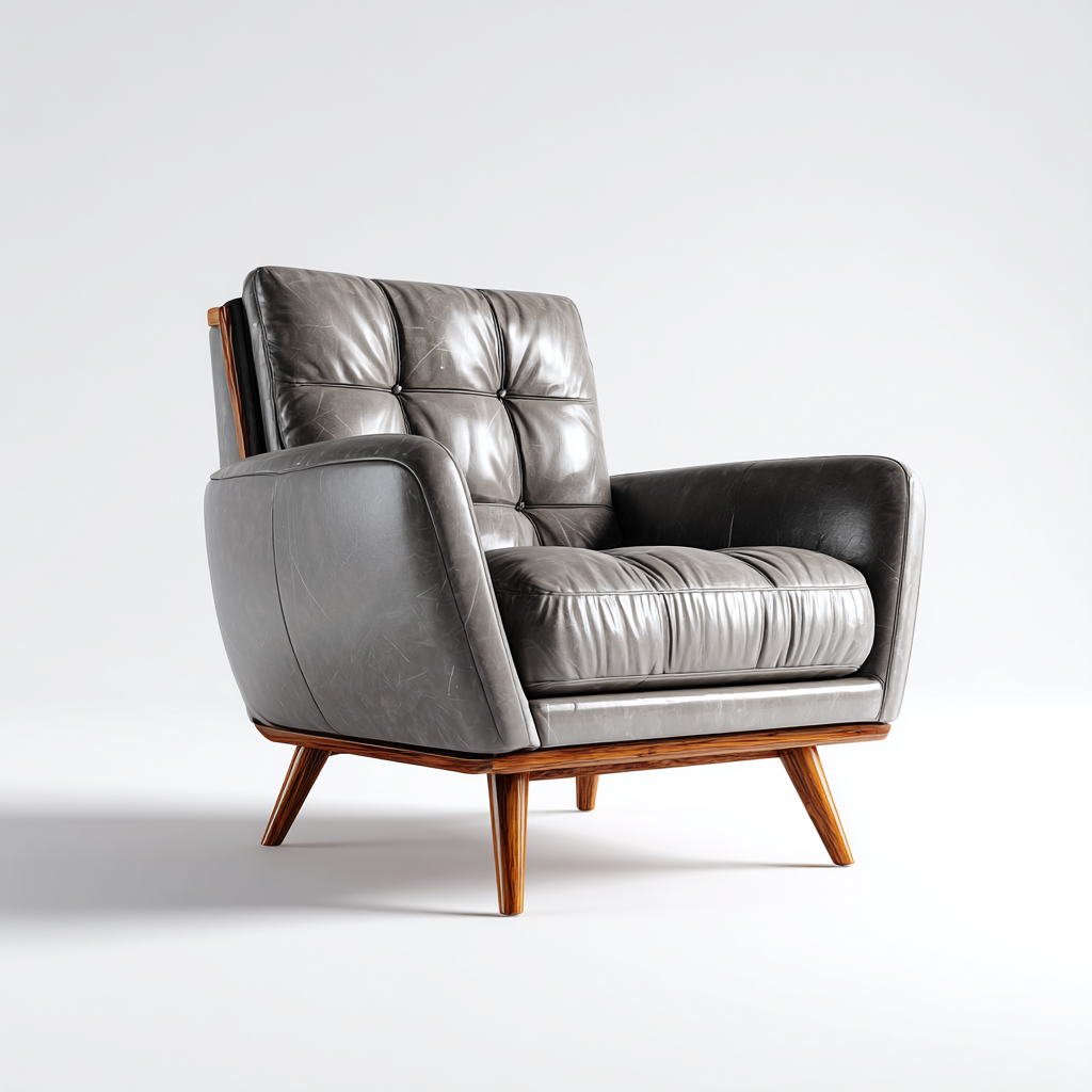 Poltrona pelle 82x88x95 cm - grigio - stile moderno-Airyora