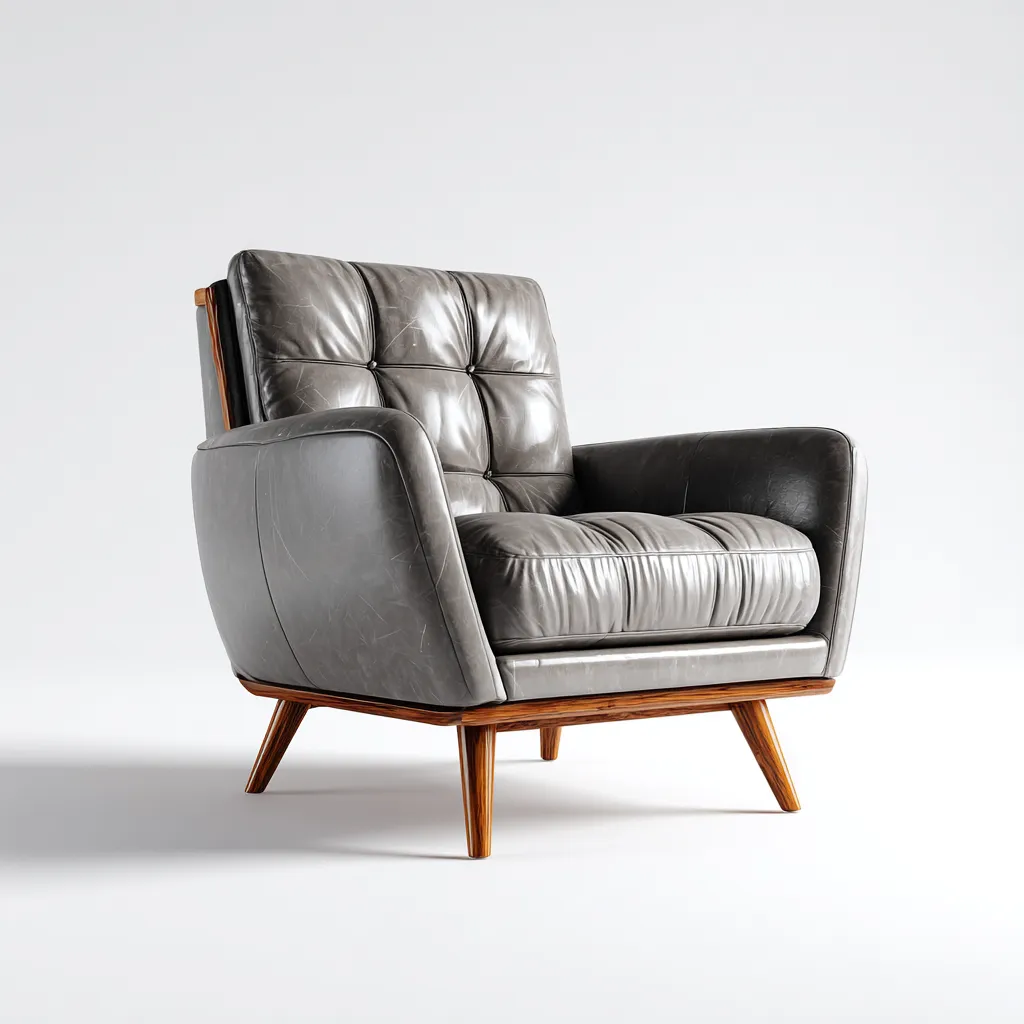 Poltrona pelle 82x88x95 cm - grigio - stile moderno-Airyora