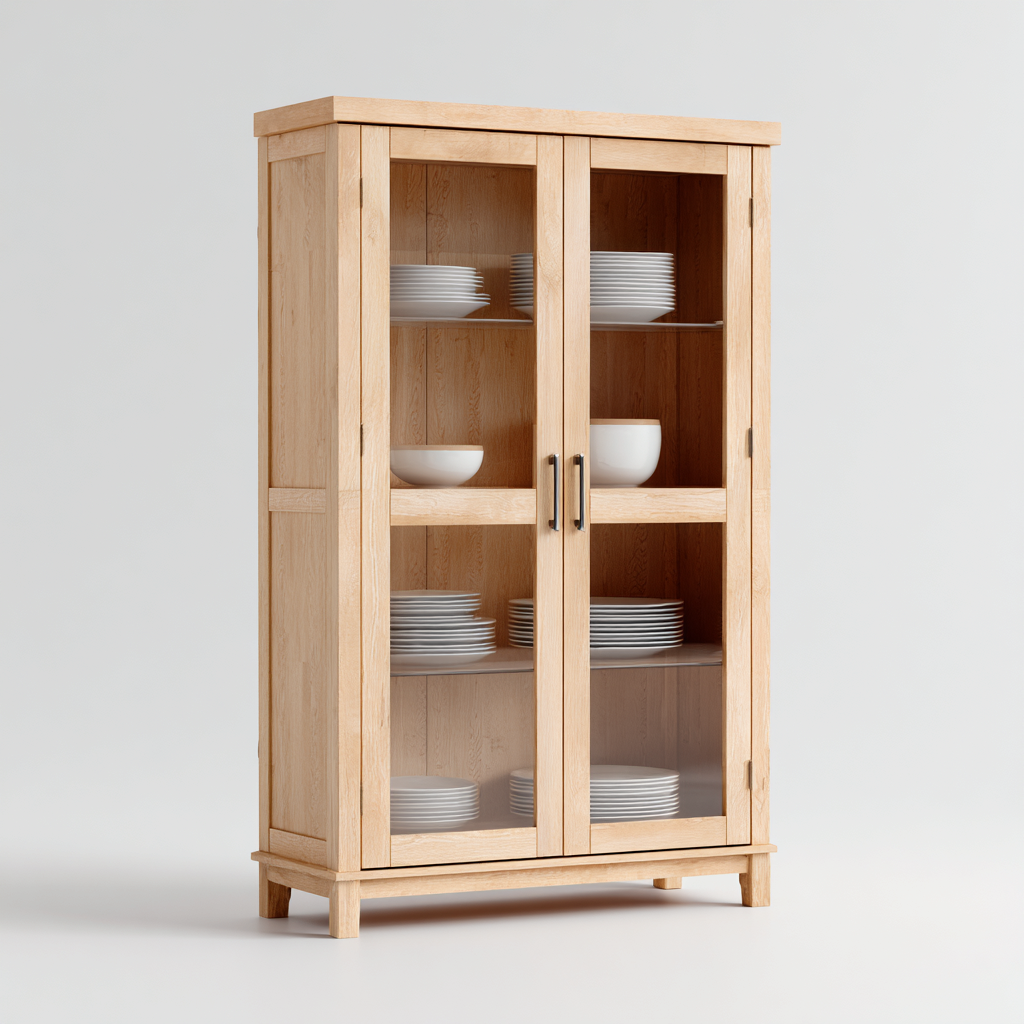 Armadietti da cucina legno e vetro 90x40x160 cm - rovere chiaro - design moderno per cucina-Airyora