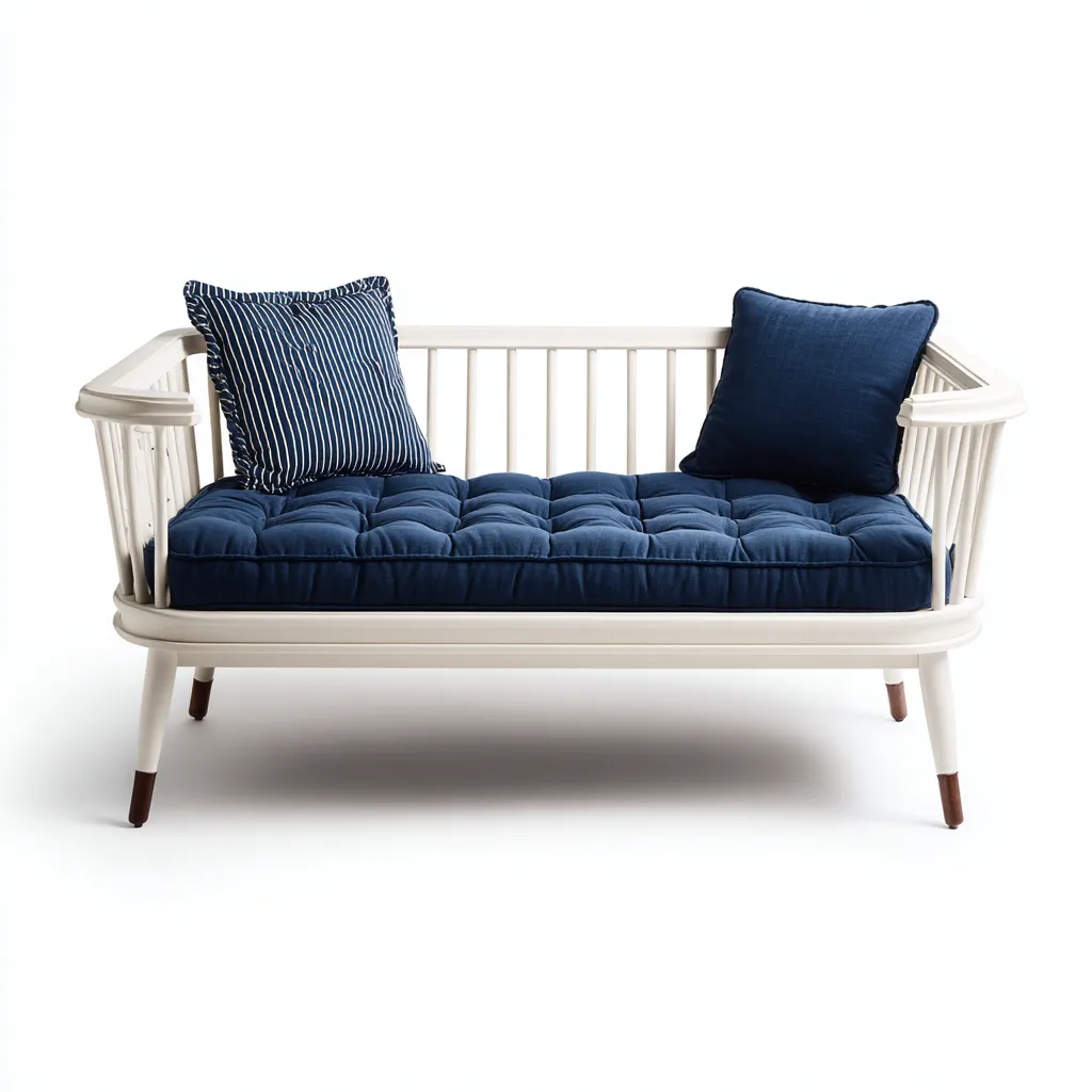 Divano letto legno 185x75x85 cm - bianco-blu - soggiorno - design nordico-Airyora