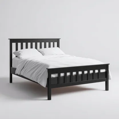 Letto matrimoniale legno 208x160x110 cm nero design moderno-Airyora