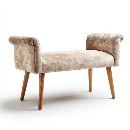 Panca per letto imbottita in velluto 90x40x55 cm - beige - design elegante per camera-Airyora