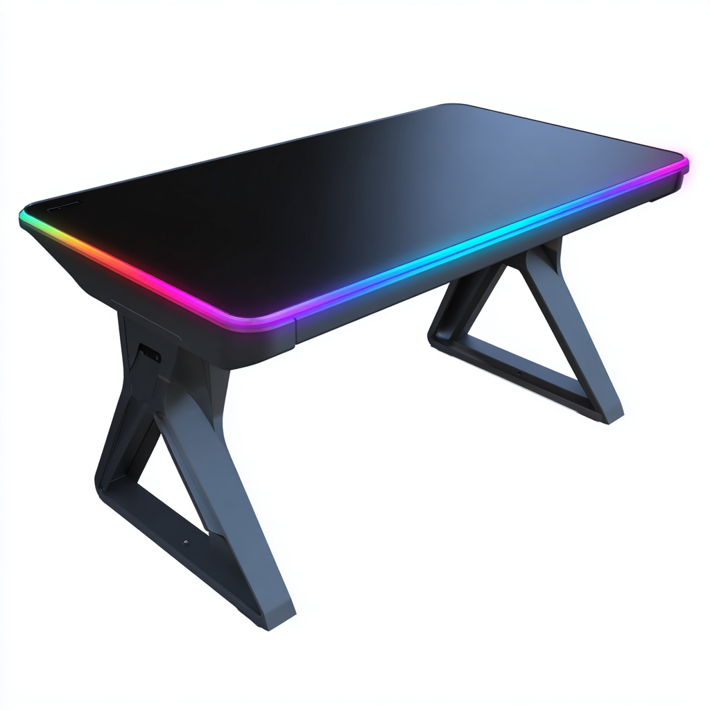 Scrivania da gaming con illuminazione RGB 140x65x75 cm - nero - design moderno-Airyora