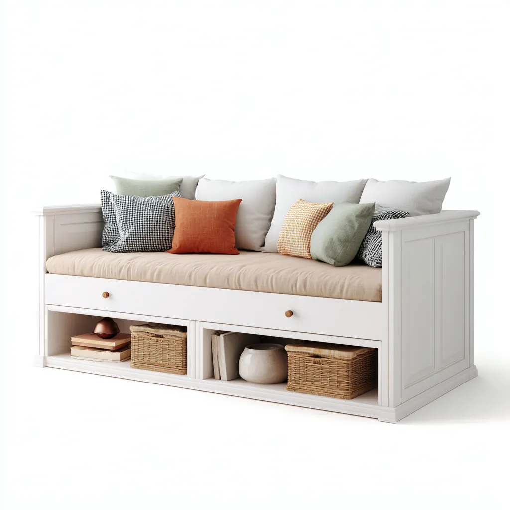 Divano letto 212x98x92 cm - bianco-beige - design classico per soggiorno-Airyora