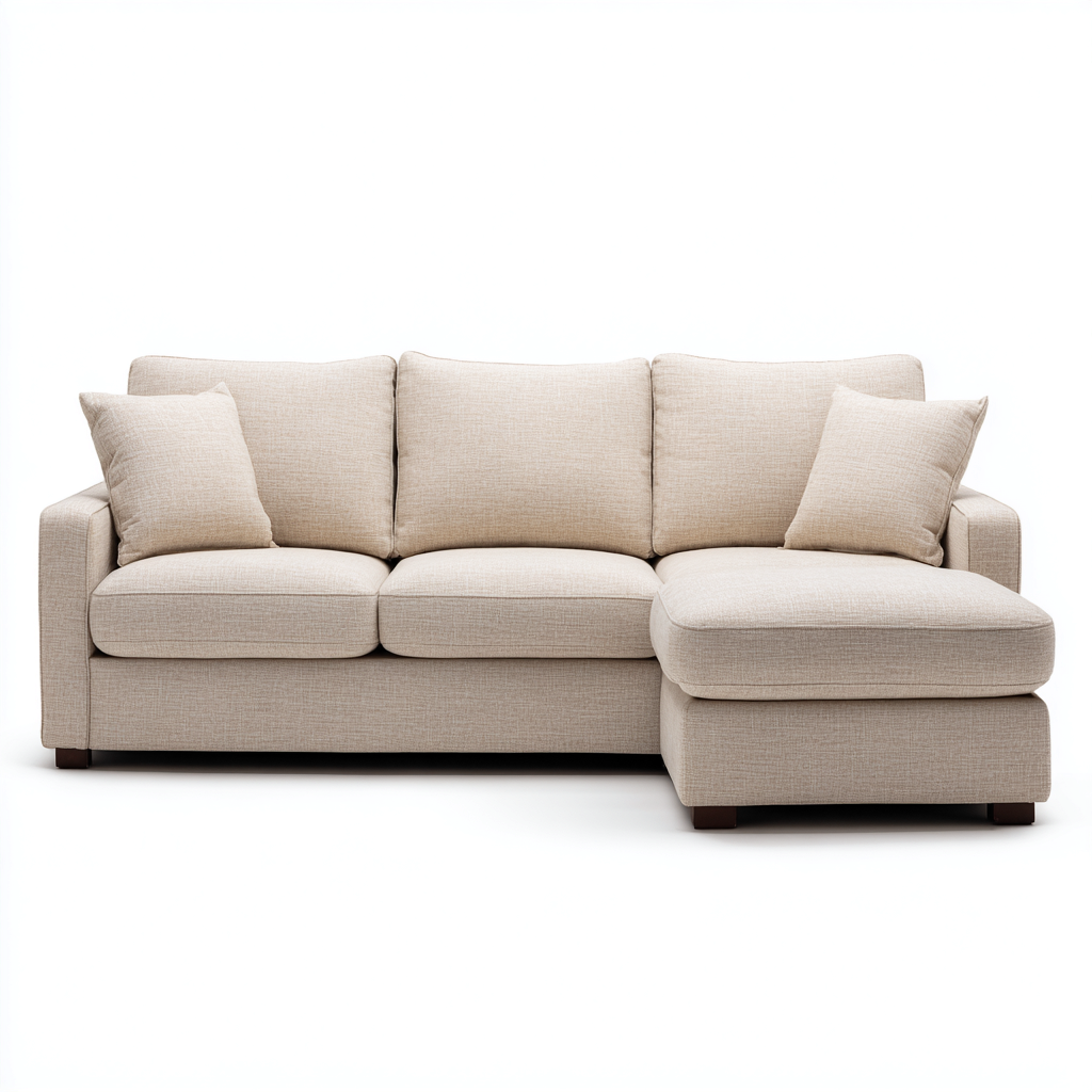 Divano angolare tessuto beige 220x90x90 cm - struttura in legno - moderno e confortevole con cuscini decorativi-Airyora