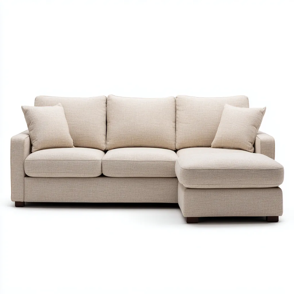 Divano angolare tessuto beige 220x90x90 cm - struttura in legno - moderno e confortevole con cuscini decorativi-Airyora