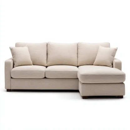 Divano angolare tessuto beige 220x90x90 cm - struttura in legno - moderno e confortevole con cuscini decorativi-Airyora