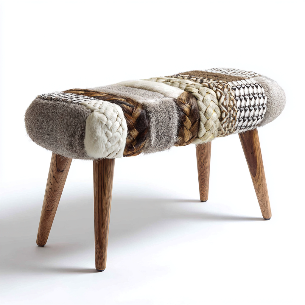 Panca per letto tessuto-legno 70x35x48 cm multicolore-naturale design moderno-Airyora