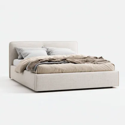 Letto matrimoniale in tessuto 215x165x105 cm - beige - design moderno-Airyora