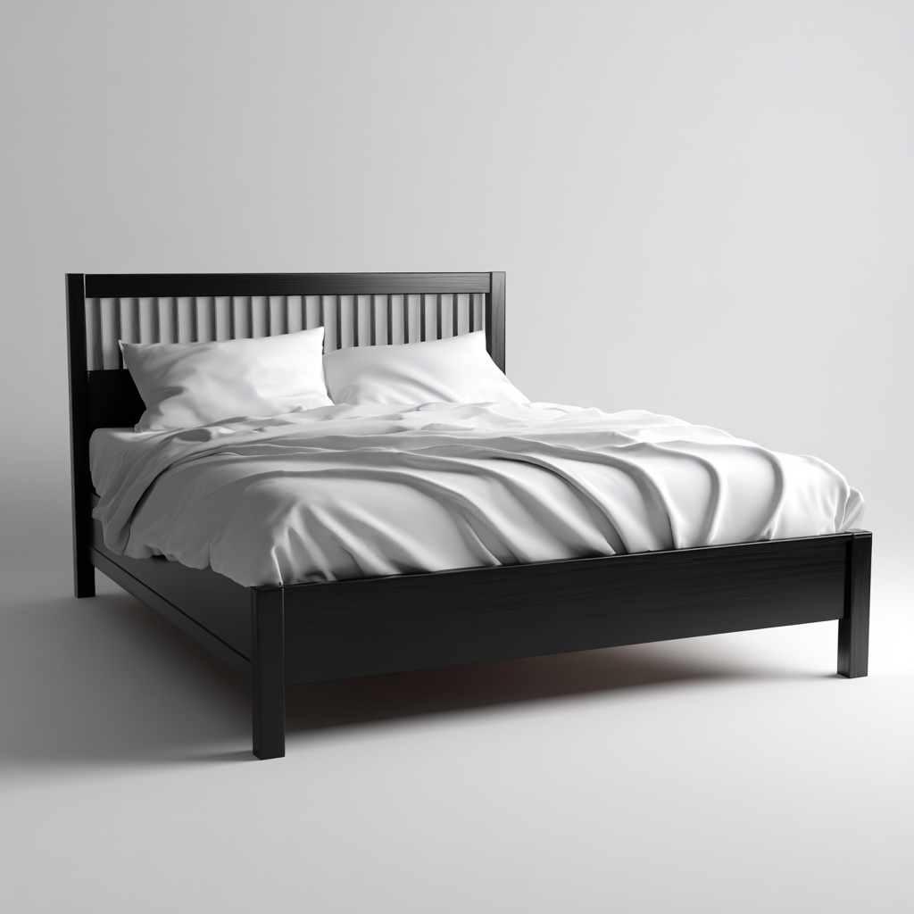 Letto matrimoniale in legno 200x160x110 cm - nero - design moderno per camera-Airyora