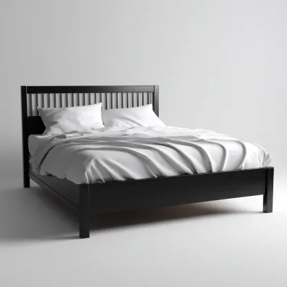 Letto matrimoniale in legno 200x160x110 cm - nero - design moderno per camera-Airyora