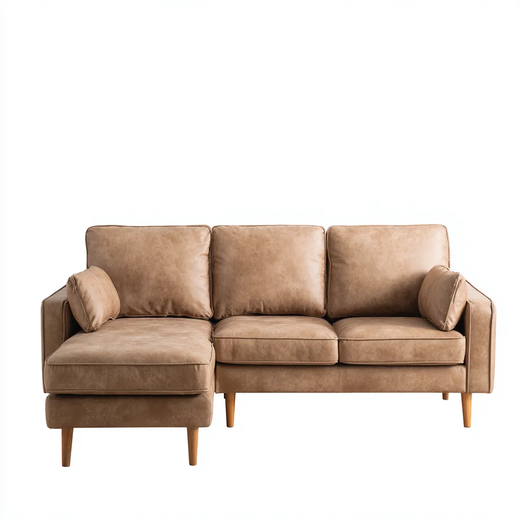 Divano angolare in pelle 255x155x85 cm - marrone chiaro - design moderno adatto per soggiorno-Airyora