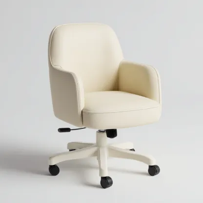 Sedia da ufficio pelle sintetica 60x60x90 cm crema design ergonomico-Airyora