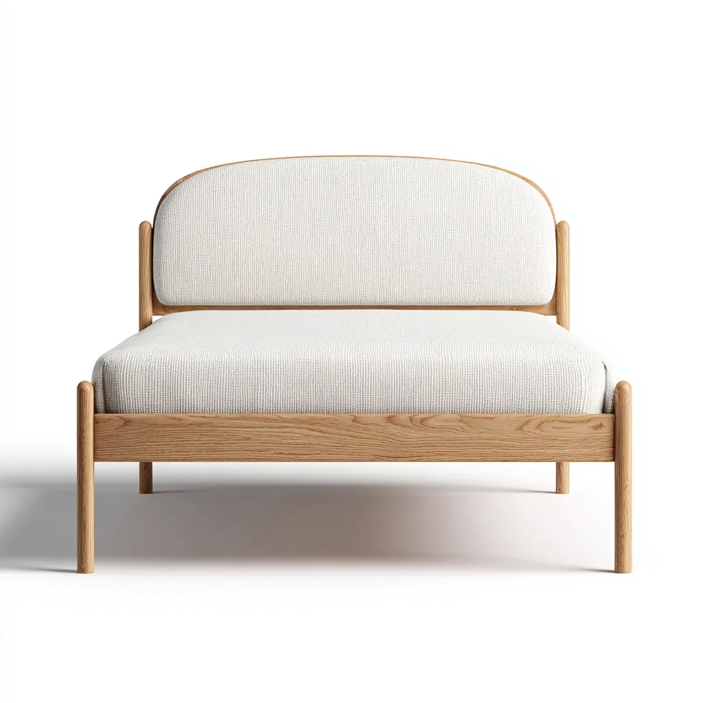 Letto matrimoniale in legno e tessuto 200x160x90 cm - beige-naturale - design minimalista per camera-Airyora