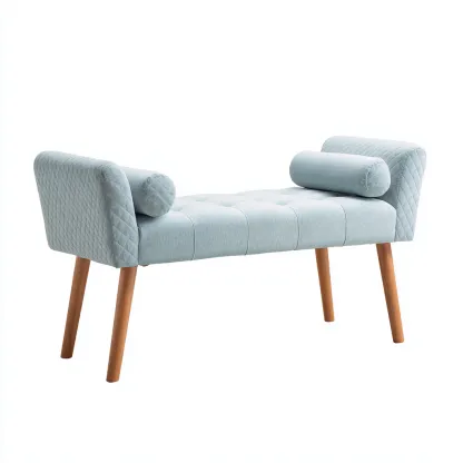 Panca per letto imbottita in tessuto 100x40x55 cm - azzurro - design moderno per camera-Airyora