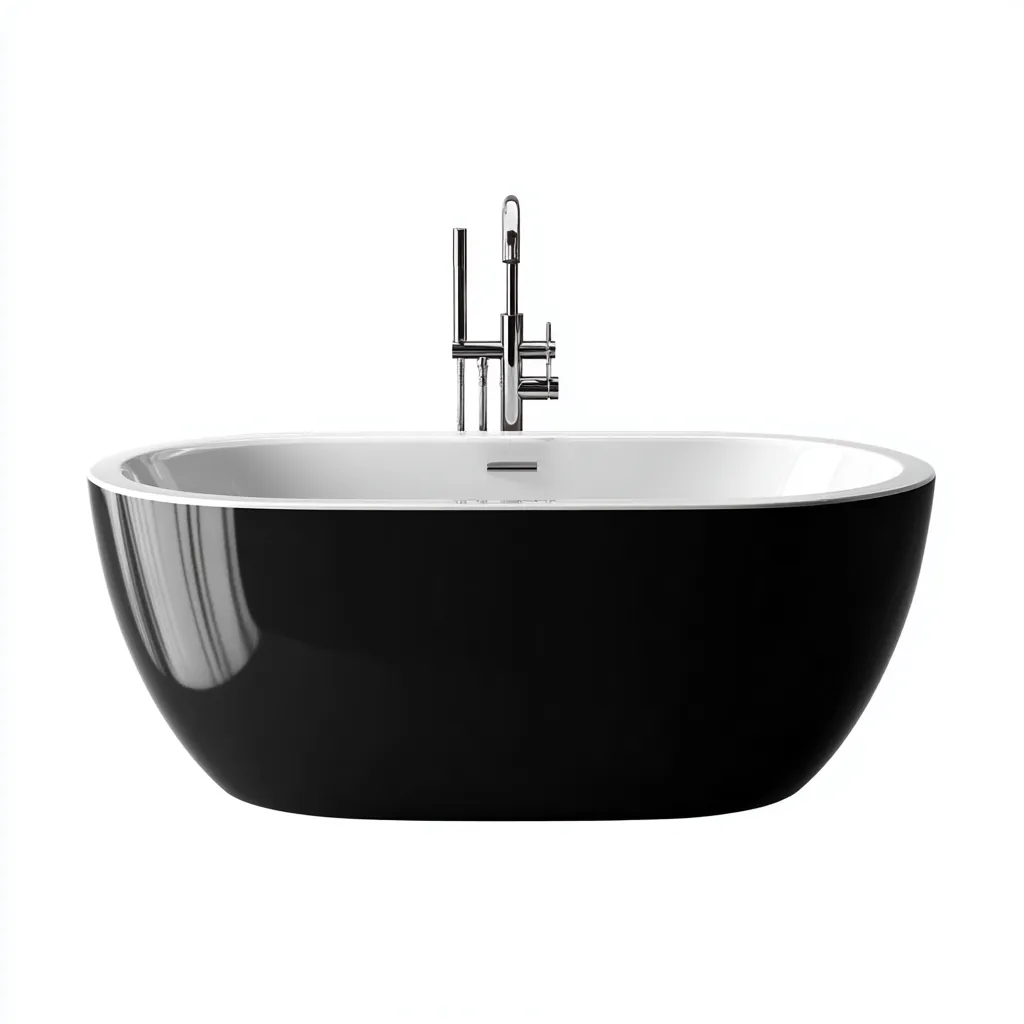 Vasca da bagno acrilico 175x85x60 cm nero-bianco design moderno-Airyora