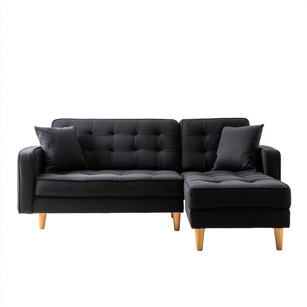 Divano angolare-tessuto-225x145x86 cm-nero-design moderno-Airyora