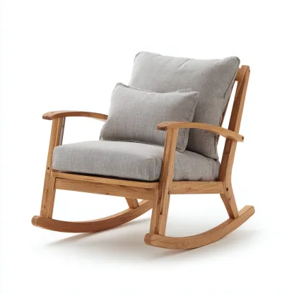 Sedia a dondolo legno e tessuto 80x75x95 cm light grey-wood - design moderno-Airyora