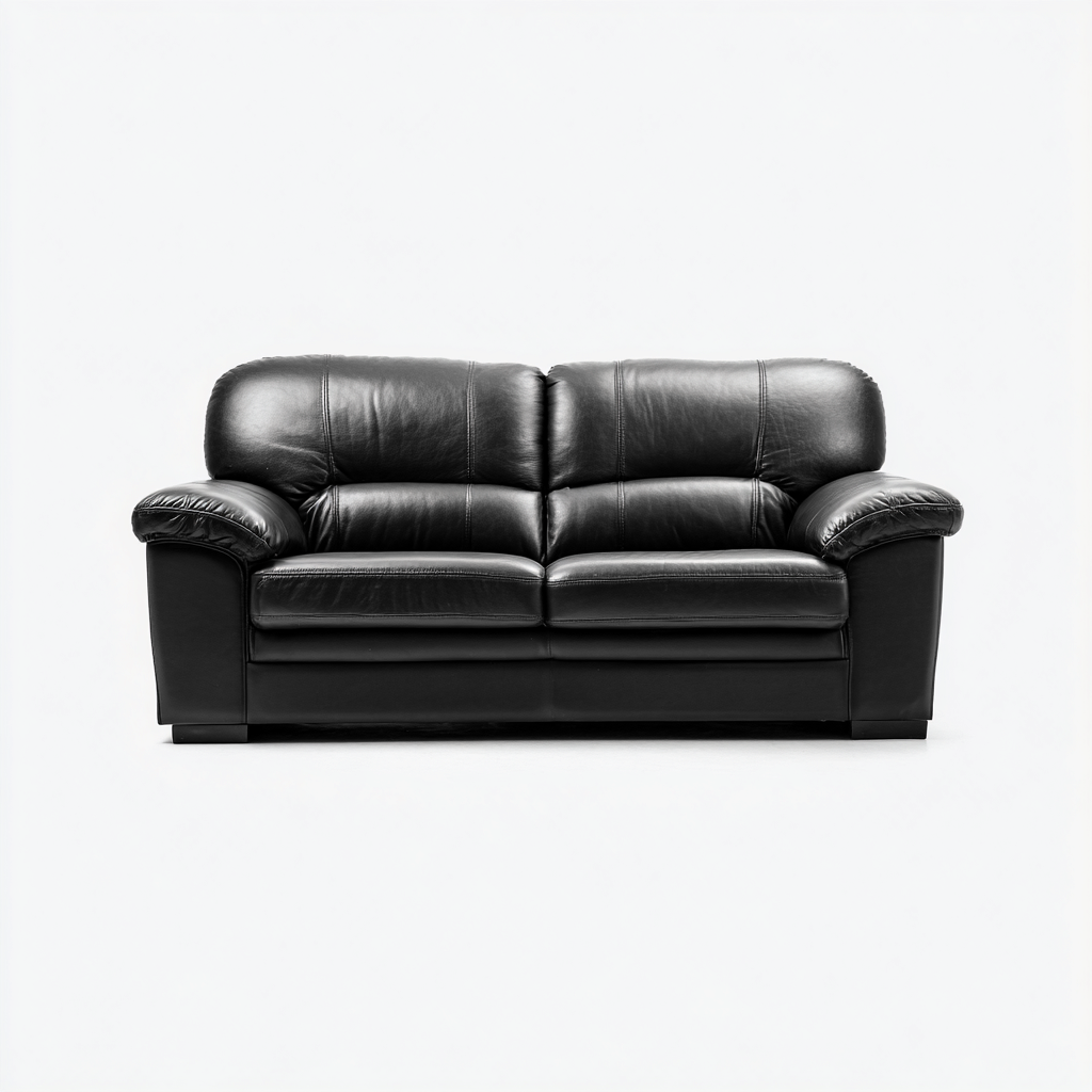 Divano a due posti pelle nera 185x90x88 cm - comfort classico-Airyora