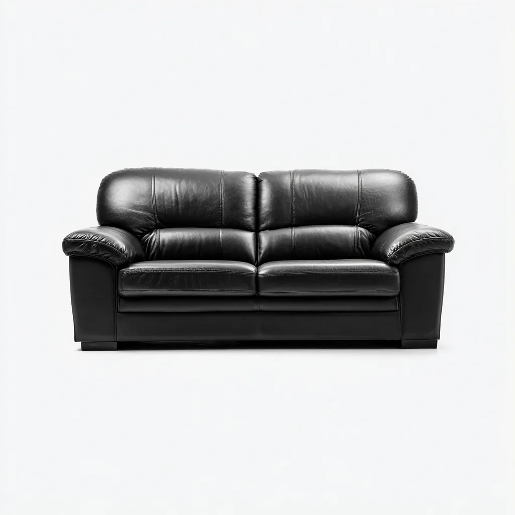 Divano a due posti pelle nera 185x90x88 cm - comfort classico-Airyora