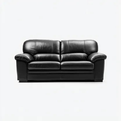 Divano a due posti pelle nera 185x90x88 cm - comfort classico-Airyora