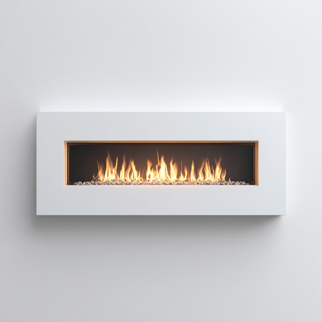 Camino elettrico da parete metallo 140x16x48 cm - bianco - stile moderno-Airyora