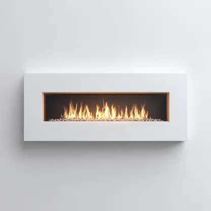 Camino elettrico da parete metallo 140x16x48 cm - bianco - stile moderno-Airyora