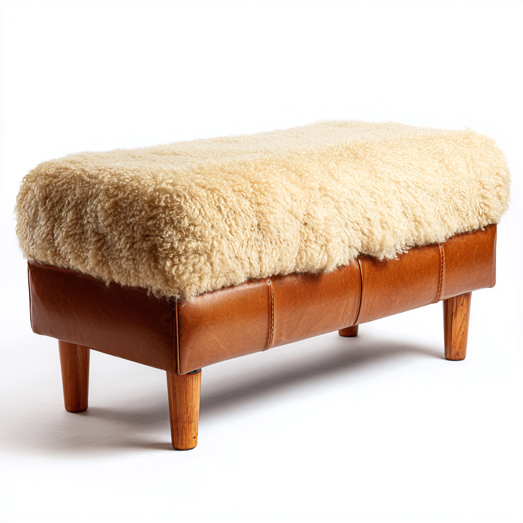 Panca per letto imbottita in pelle e pelliccia sintetica 90x40x50 cm - marrone-beige - design caldo per camera-Airyora