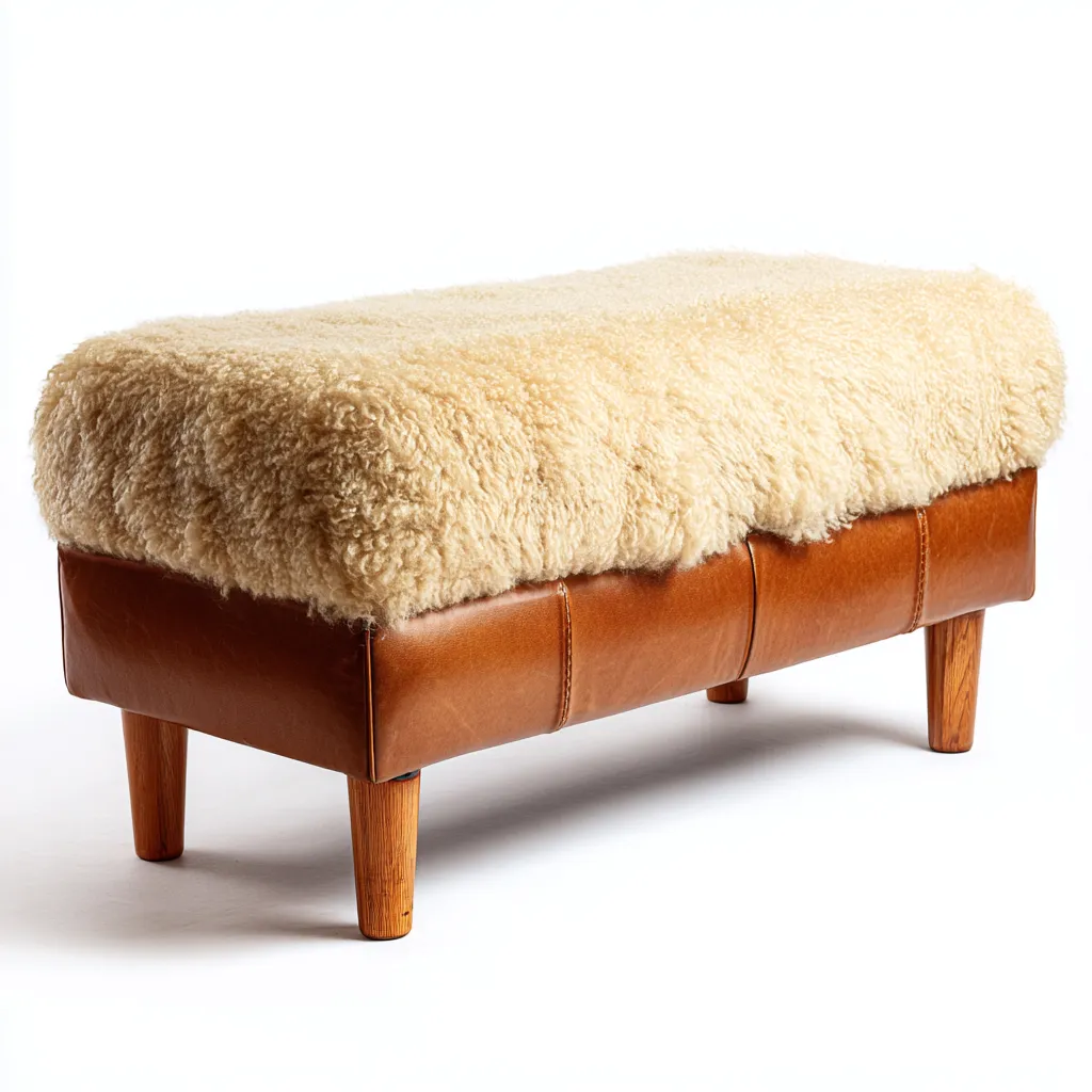 Panca per letto imbottita in pelle e pelliccia sintetica 90x40x50 cm - marrone-beige - design caldo per camera-Airyora